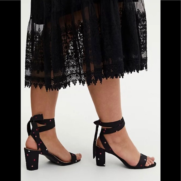 Torrid Black Polka-Dot Wrap Heels - Picture 2 of 5